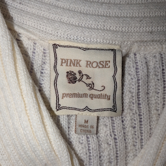 Pink Rose Cream Asymmetrical Knit Dress - Picture 3 of 6